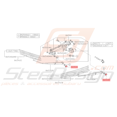 Cache de bras d'essuie glace Origine Subaru WRX STI 2008 - 02/201140007