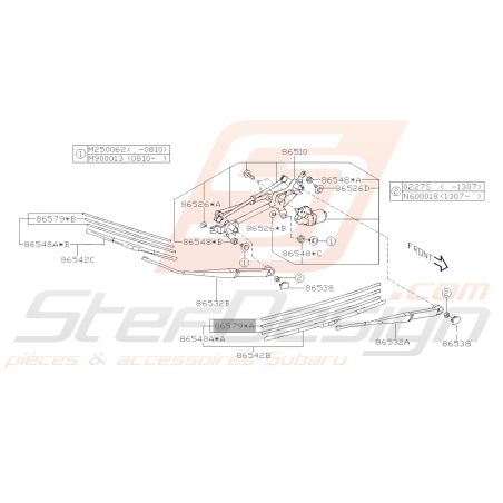 Schéma Essuie-Glace (Pare-Brise) Origine Subaru WRX STI 2008 - 201440022