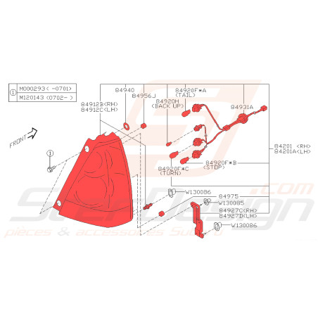 Feu arrière pour pour subaru forester SG5 2.0lX LHD40081