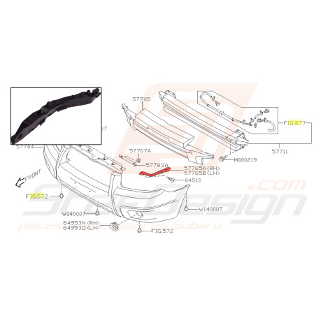 Glissière de pare-choc avant pour subaru forester SG5 2.0lX40082