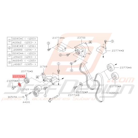 Couvercle de Poulie Galet Tendeur Origine Subaru BRZ40421