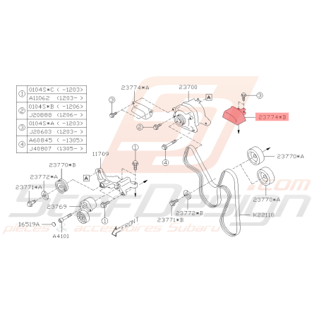 Couvercle Courroie d'Alternateur Origine Subaru BRZ 2013 - 201940426