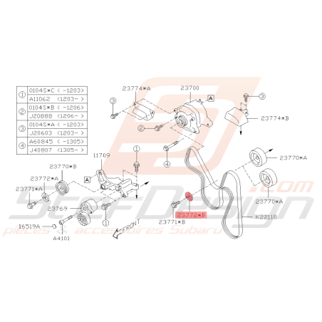 Couvercle de Poulie Galet Tendeur Origine Subaru BRZ 2013 - 201940429