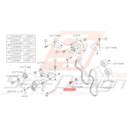 Boulon Poulie de Tension Origine Subaru BRZ 2013 - 201940431