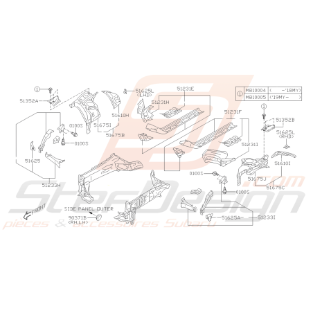 Schéma Tablier de Roue Côté Cadre Origine Subaru BRZ 2013 - 201940544