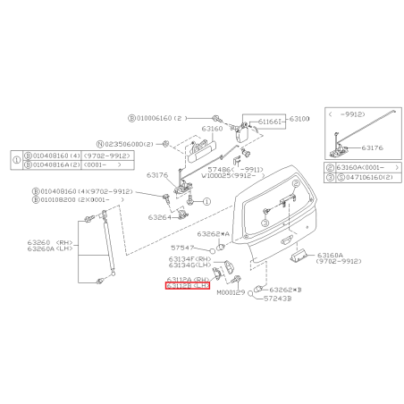 Butée de Hayon Origine Subaru Forester Turbo 97-0241369