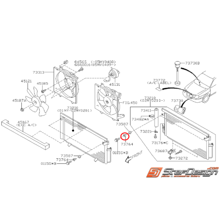 Passe-fil fixation condensateur de climatisation WRX/STI