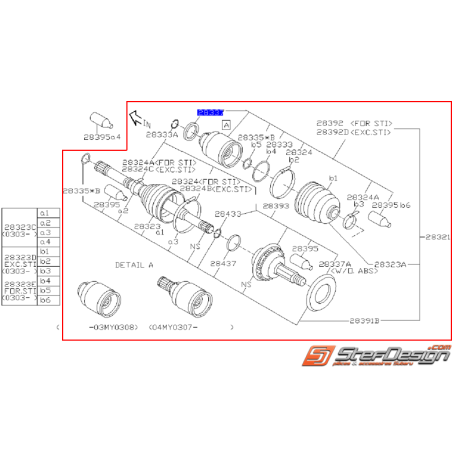 Cardan avant subaru WRX 01-03