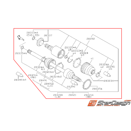 Cardan arrière origine subaru STI 05-07